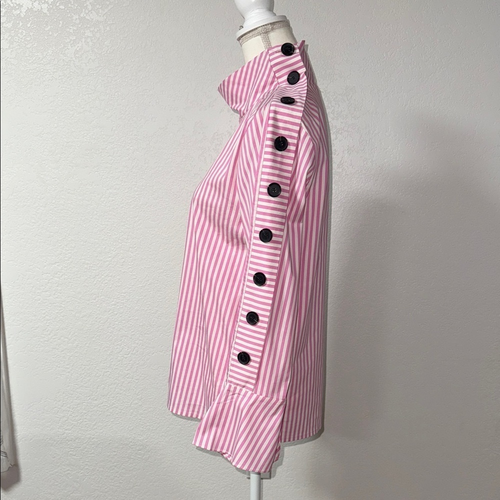 C/Z COLLECTION by CEZELE Pink  Striped Women's Top with Button Detail Size S